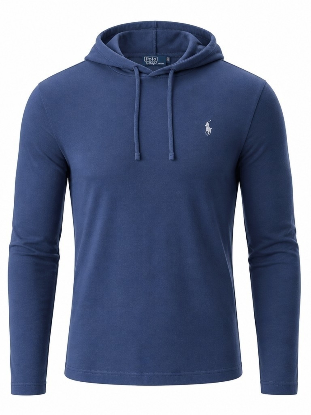 Polo by Ralph Lauren Blue Jersey Knit Hooded Long-Sleeve Pullover L